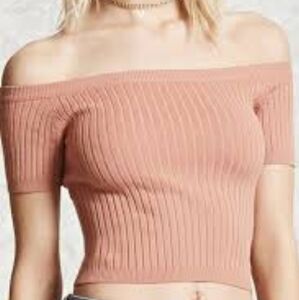 Rib off shoulder crop top sz medium